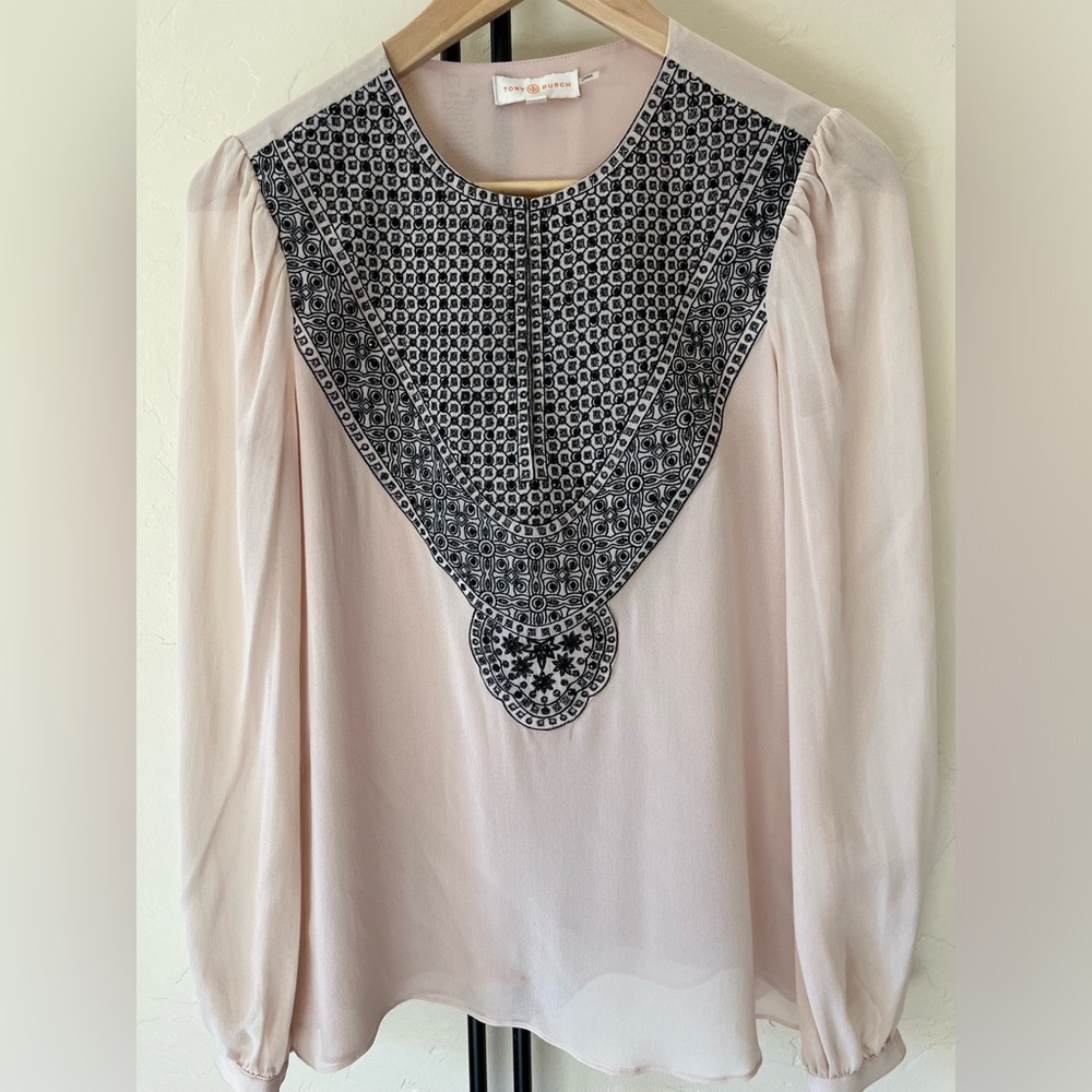 Tory Burch Silk and Sequins Blouse NWOT size 0